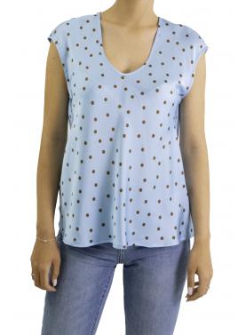 Blusa a pois con scollo a V